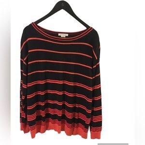 Liz Claiborne Striped sweater orange and navy size XL.